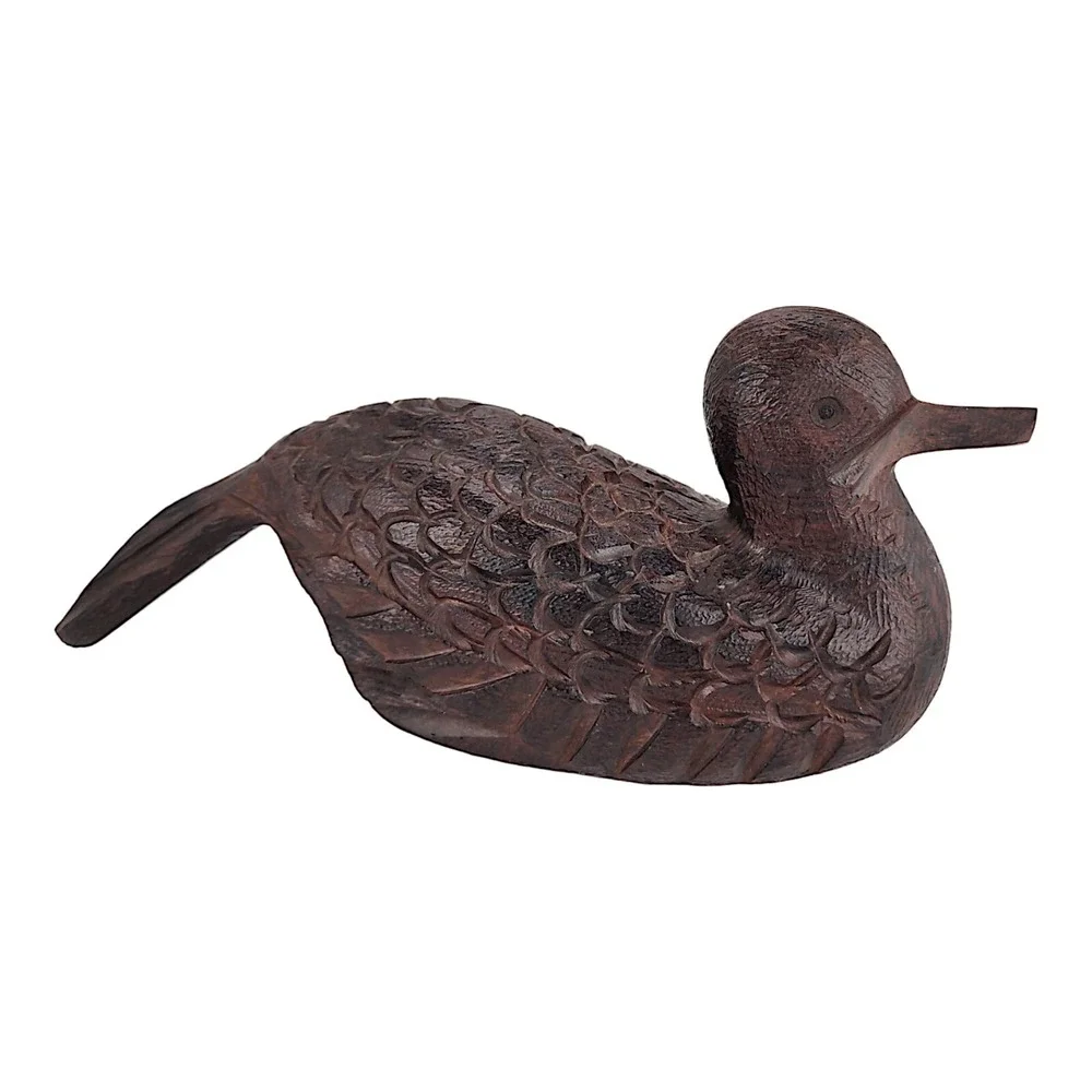 Vintage Hand Carved Ironwood Duck Decoy Hand Made Brown